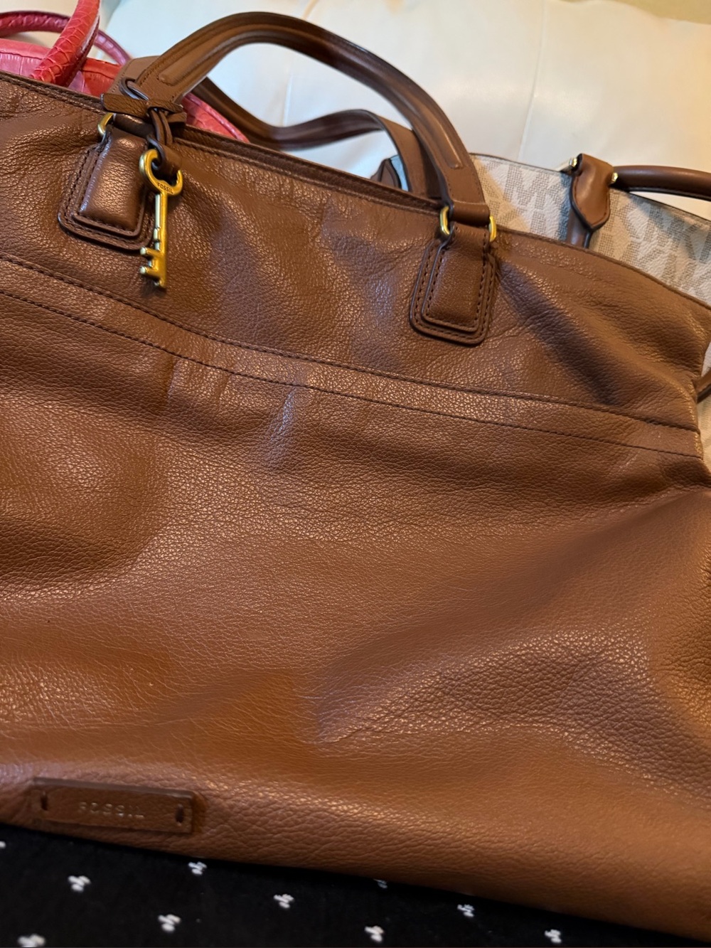 Fossil purse bag tote new condition in brown leather